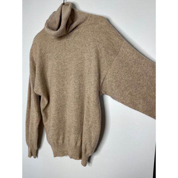 Vintage Jacqueline 100%‎ Cashmere Turtleneck Shoulder Pads Light Brown Medium - Picture 5 of 7